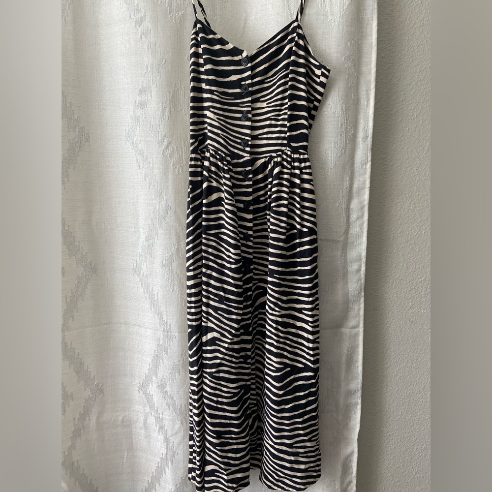 Zebra print sleeveless summer dress.